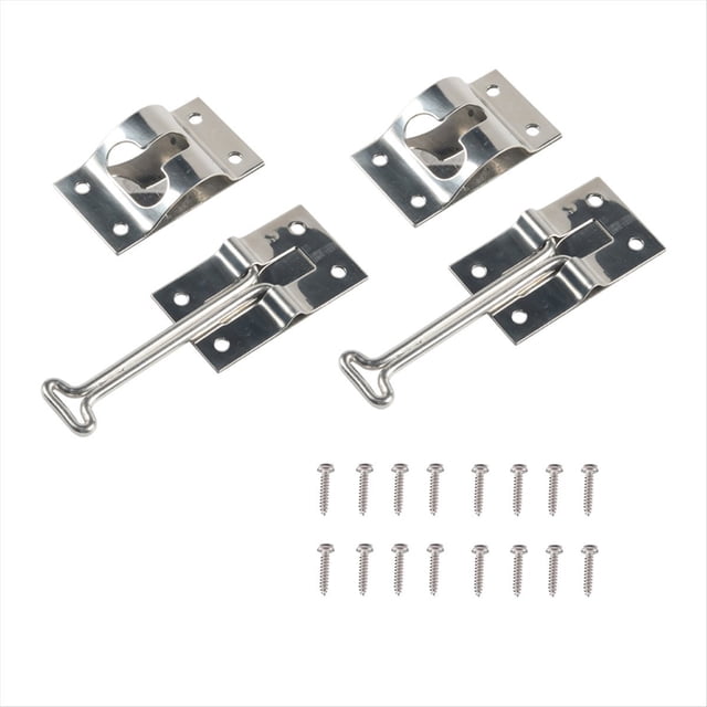 Support de Porte RV, Loquet de Porte de Remorque Silencieux Amélioré, Attrape de Porte de Van en Métal, Support de Porte en T, Kit de Support de Porte RV 6 Pouces, Argent