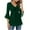 Green, variant on Dating Nights Cute Dressy Wear Women's Elegant V-Neck 3/4 Bell Sleeve Tunic Tops Sparkly Glitter Ruffle Hem Peplum Shirts Drawstring Front Blouses
