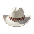 thumbnail image 3 of XIAOCHA Women's Solid Wide Brim Cowboy Hat Rodeo Cattleman Wide Brim Western Hat Farm Western Cowgirl Hat,White, 3 of 5