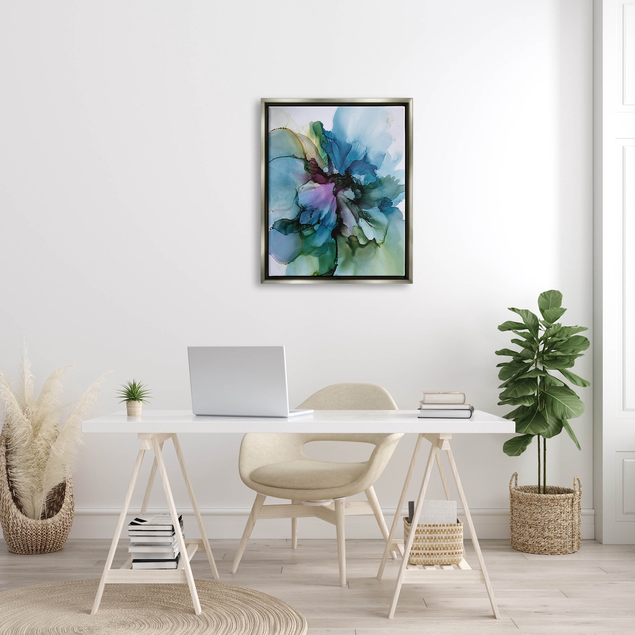 Blooming Abstract Arrangement Abstract Graphic Art Luster Gray Framed Art Print Wall Art