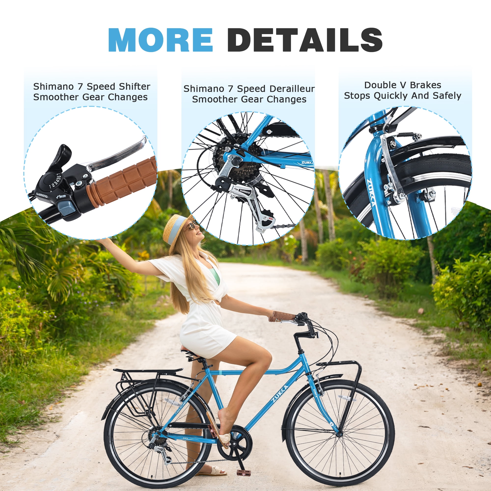ほぼ新品1990 Light Blue Vintage 26/30 Vintage 26-Inch 7-Speed Bicycle for Men and Women, Steel Frame