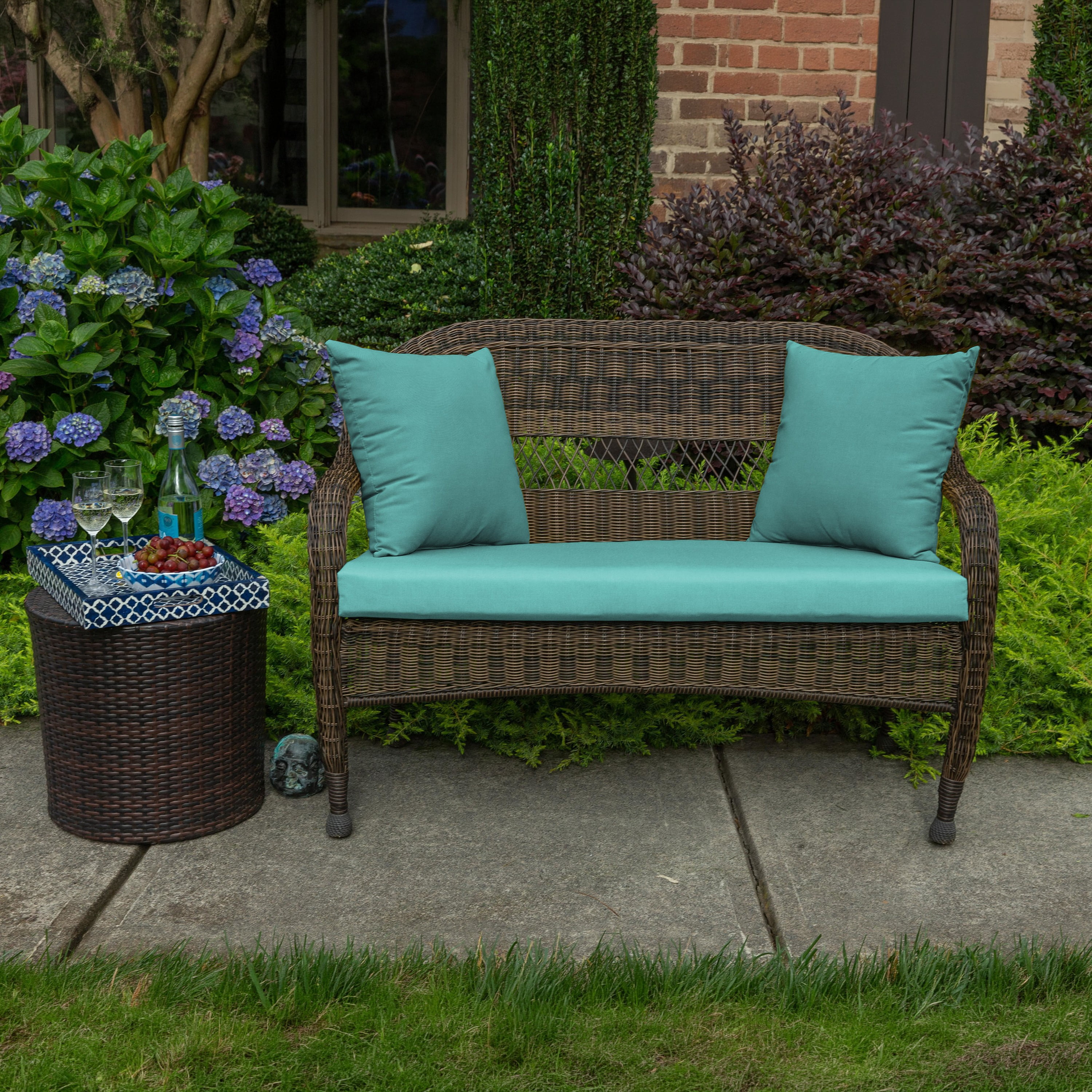 Casual Cushion Outdoor Throw Pillow, Sunbrella Fade & Water Resistant for Patio Furniture, Adirondacks & Porch Swings, 15"W x 15"L, 6" thick, Reversible, Canvas Aruba
