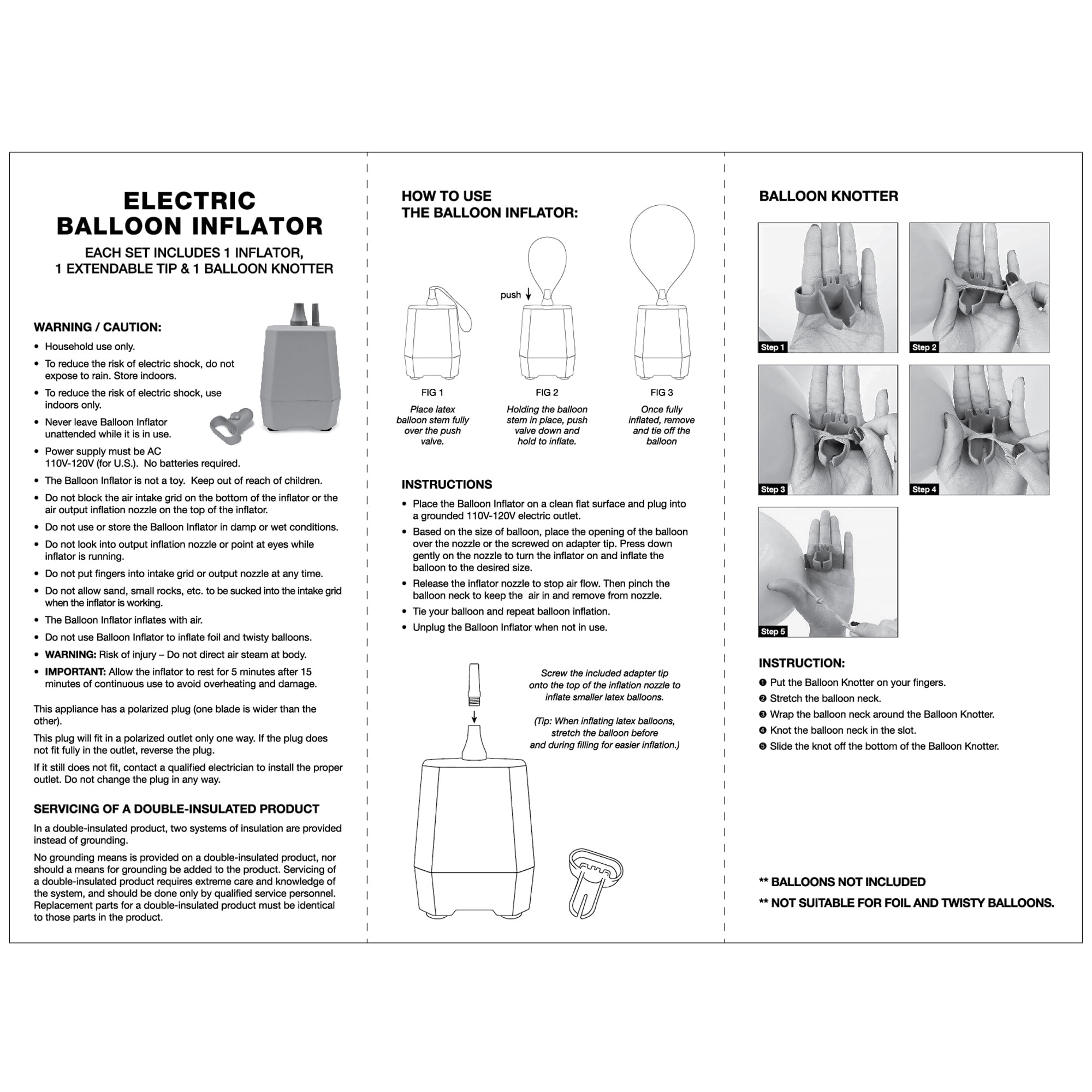 Way to Celebrate Party Electric Plastic Balloon Inflator with Balloon Knotter, 1 Piece, WAY-TO-CEL PL ELE BALLOON INFLATOR