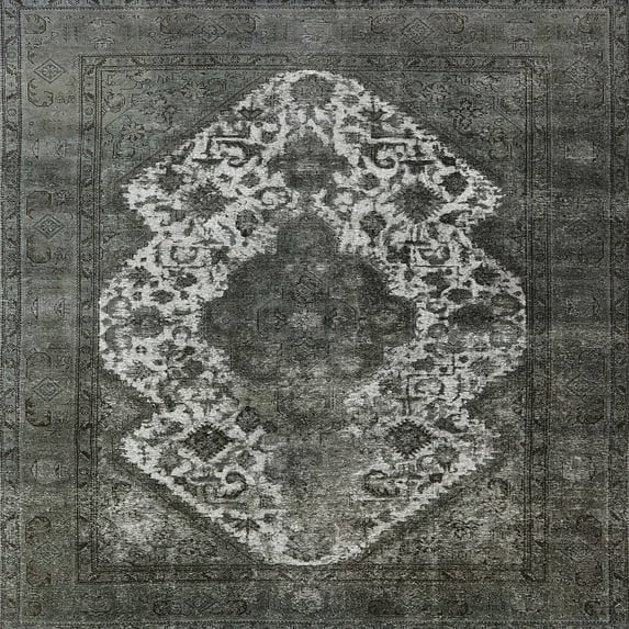 Ahgly Company Indoor Square Mid-Century Modern Taupe Brown Oriental Area Rugs, 4' Square