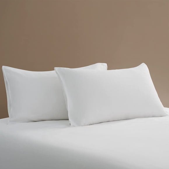 DAPU Pure Linen Pillowcases with Stone Washed 1 Pair Woven from 100% Fine French Natural Flax(Queen, White)
