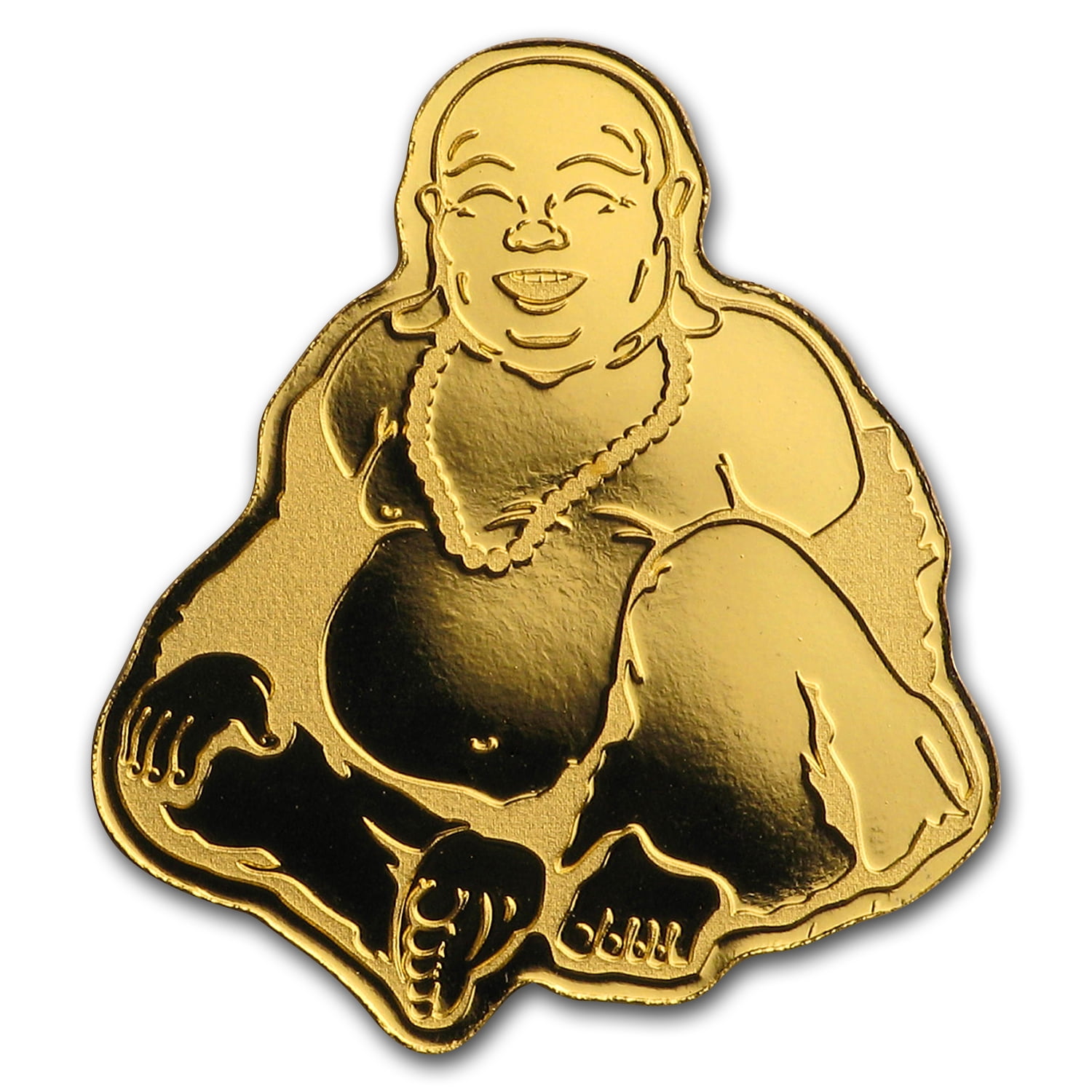 Palau 1$Golden Laughing Buddha 0,5g 9999 Gold BU Coin Special Shape
