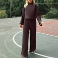 thumbnail image 3 of STETMN Women's Fall Solid Outfit Mock Neck Crop Pullover Tops Baggy Wide Leg Pants Lounge Tracksuit, 3 of 8