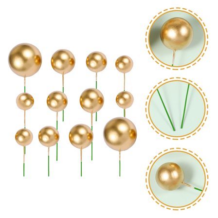 LEORX 40pcs Cake Decorating Supplies Golden Round Ball for Party Hosts