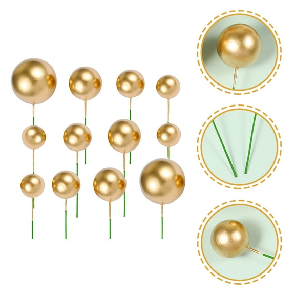 LEORX 40pcs Cake Decorating Supplies Golden Round Ball for Party Hosts