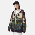 thumbnail image 4 of Pofeuu Boho Owl Print Sun Protection Outdoor Lightweight Full Zip UV Cooling Hoodie Long Sleeve Summer Clothing for Outdoor Hiking-Large, 4 of 5