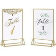 thumbnail image 3 of Amdohai 12 Pack Gold Sign Holders 4x6'' Acrylic Double Sided Table Menu Display Stand, Wedding, 3 of 6