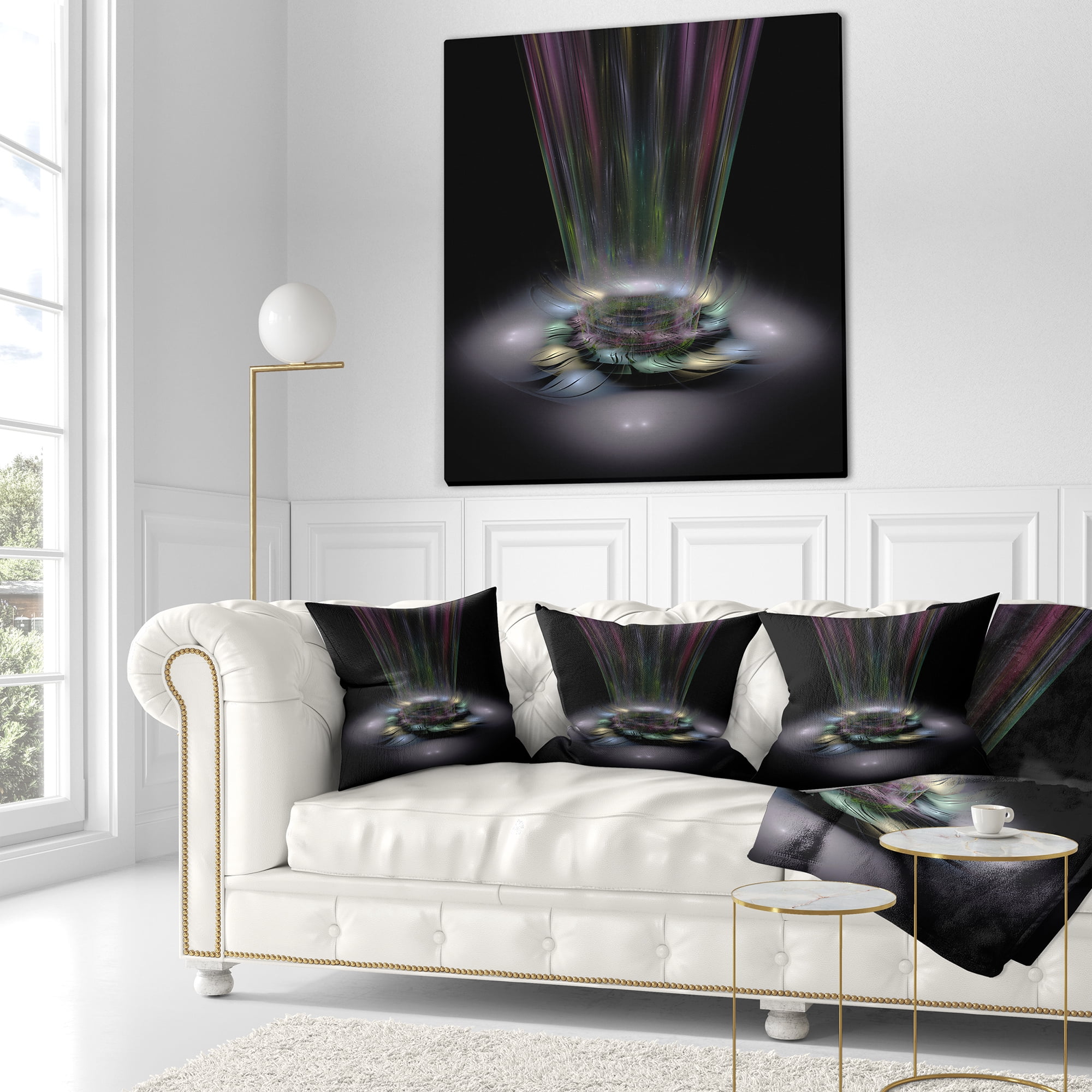 Designart Shiny Colorful Abstract Flower Theme - Flower Throw Pillow - 18x18