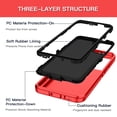thumbnail image 3 of I-HONVA Compatible with Samsung Galaxy S21 FE Case,3-Layer Military Grade Drop Protection Anti-Slip Bumper Rugged Shockproof Dustproof Protection 6.4 inch Phone Case,Red Black, 3 of 7