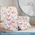 thumbnail image 4 of Renewold Butterfly Pink Oversized Recliner Cover Anti-Slip Lazyboy Cover 4 Pieces Soft Recliner Couch Cover Stay in Place Furniture Protector for Reclining Chair, 4 of 8