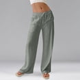 thumbnail image 4 of Baodmurt Mid Waist Pants for Women Wide-Leg Boyfriend Drawstring , Sweatpants for Casual, Green L, 4 of 6