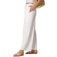 thumbnail image 4 of Pantalones de verano para mujer Inspire Chic, de cintura alta, con cordón, de corte holgado, ligeros, largos, de gasa, talla XL, color blanco, 4 of 6