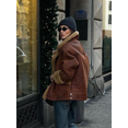 thumbnail image 2 of Chaqueta elegante de lana de cordero para mujer, abrigos cortos de manga larga con solapa, prendas de vestir de otoño e invierno, 2 of 5