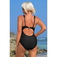 thumbnail image 3 of Beautyin Sexy Monokini Swimwear Tummy Control One Piece Swimsuits for Women Ruched Bathing Suits Strappy V Neck Monokini, 3 of 7