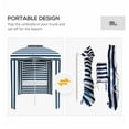 thumbnail image 6 of Beach Umbrella 5.8ft, Cabana Style, Portable Sun Shelter with Windows & Ruffles - Blue White Stripe, 6 of 9