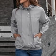 thumbnail image 2 of IROINNID Women's Blouson Jacket Long Sleeve Solid Color Hoodie Outwear, Leisure Rain Jacket Outdoor Color Contrast Waterproof Rain Jacket Windproof, 2 of 7