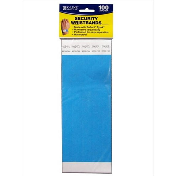 C-Line Products 89105BNDL2PK DuPont Tyvek Security Wristbands Blue 100-PK - Set of 2 PK