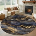 thumbnail image 3 of Brown Marble Round Area&nbsp;Rug 6ft Modern Abstract Art Black Grey Gold Marble Waves Non-Slip&nbsp;Washable Circle Rugs Soft Felt Indoor Floor Mat for Bedroom Kitchen Living Room Bathroom, 3 of 9