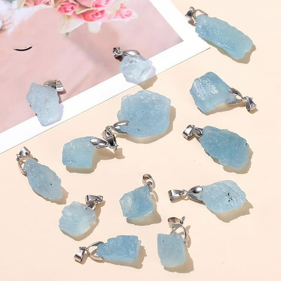 Natural Aquamarine Irregular Rough Stone Pendant