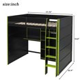 thumbnail image 7 of Mirightone Full Loft Bed with Gaming Desk, Full Gaming Loft Bed with Storage and Wardrobe, Gaming Loft Bed with Light for Adults, (Black+Green), 7 of 7
