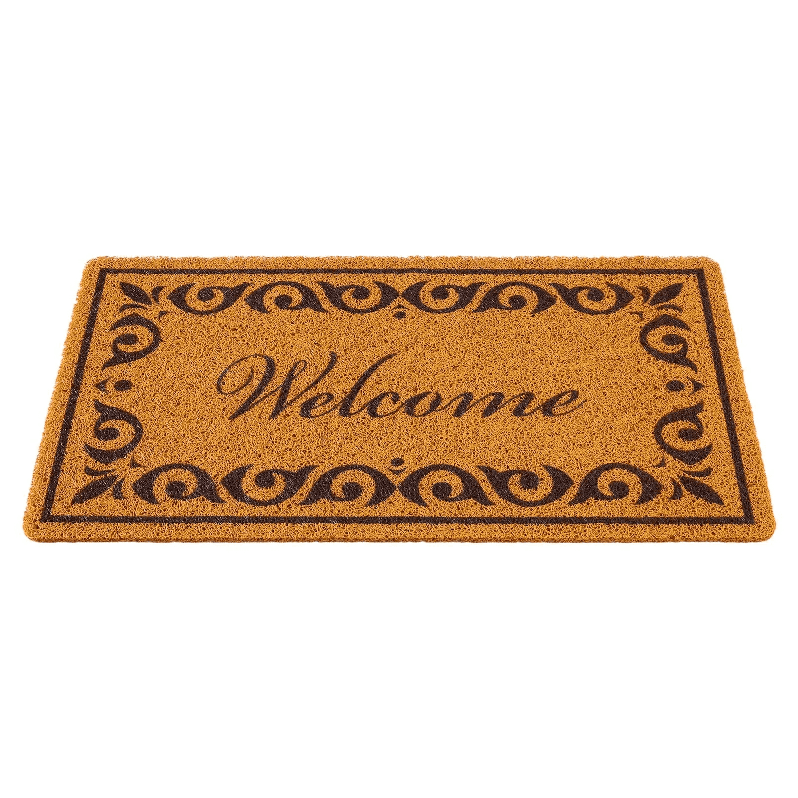 Door Mat, Welcome Doormat for Outdoor Entrance, 29.5" x 17" All-Weather Faux Coir Entryway Mat with Non-Slip Backing, Low-Profile & Easy-to-Clean Front Door Mats for Garage, Backyard, Patio