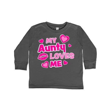 

Inktastic My Aunty Loves Me with Hearts and Kiss Gift Toddler Boy or Toddler Girl Long Sleeve T-Shirt