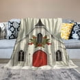 thumbnail image 2 of Fenyluxe Church Wreath Bird Print Throw Blanket for Bed Couch Car - Soft Flannel Blanket Gifts for All Seasons - Exquisite Christmas Gifts 50x60in, 2 of 6