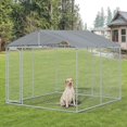 thumbnail image 2 of PawHut Outdoor Dog Kennel  with Roof, Dog Run with Waterproof & UV-Resistant Cover, Secure Lock, for Backyard & Patio, 9.8' x 9.8' x 7.7', 2 of 10