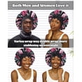 thumbnail image 4 of Satin Bonnet for Sleeping, Double Layer Hair Bonnet with Elastic Tie Band, Soft Night Cap for Curly and Straight Hair(Black(Flower)), 4 of 13