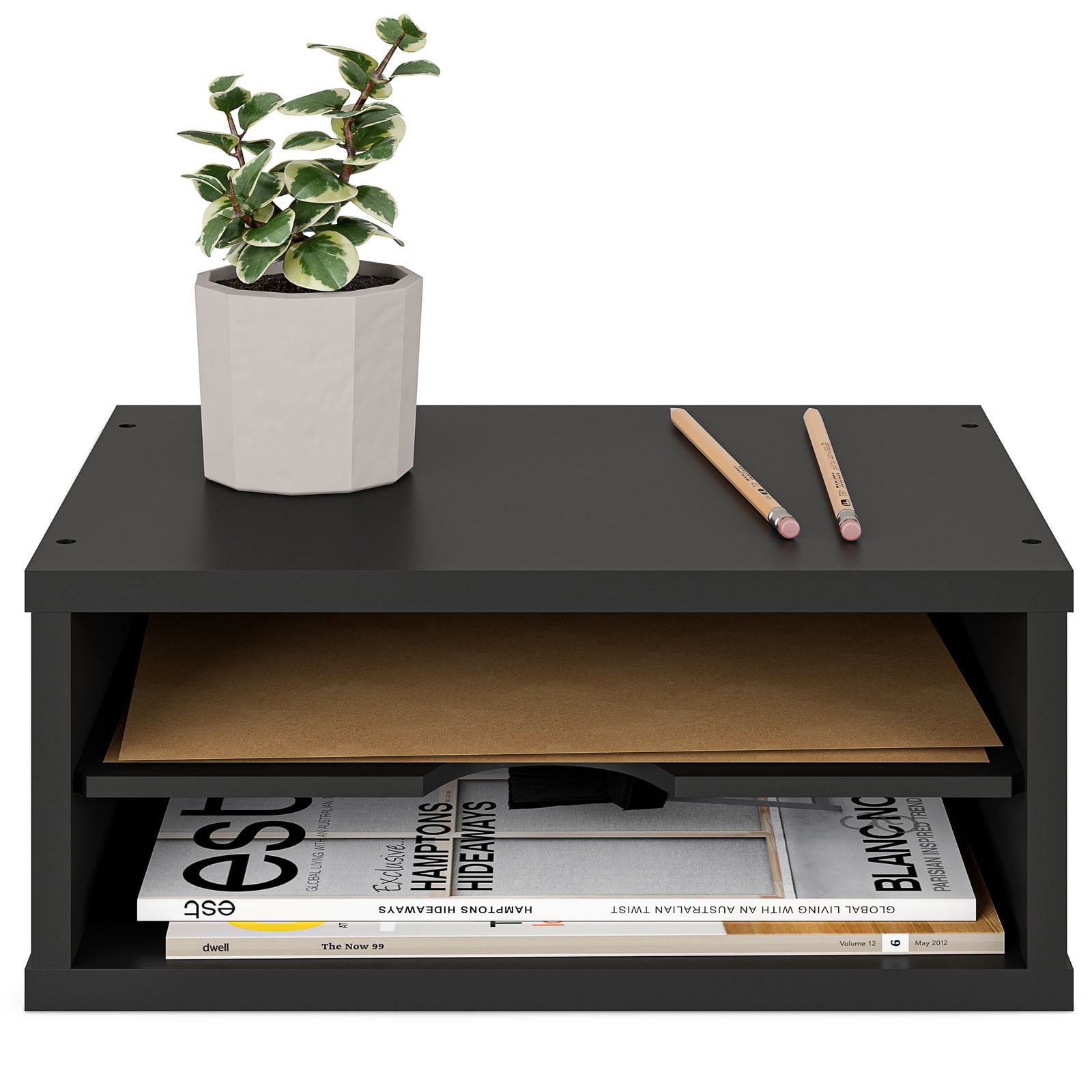 Ballucci File Organizer, 2-Tier Desk Paper Sorter Letter Tray, Stackable, Black