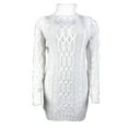 thumbnail image 5 of Women's Sweater Cable Knitted Long Sleeve Turtleneck Knitted Mini Dress Casual Slim Pullover Tops, 5 of 7