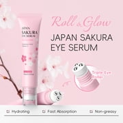 2-in-1 Sakura Eye Serum and Eye Roller, Eye Massager Roller Lifting, Eye Cream for Nourishing Relieve Eye Bags, Dark Circles, and Puffiness, Fine Lines, Under Eye Treatment Cream