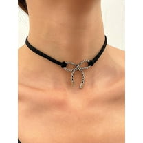 1Pcs Alloy Bowknot Cloth Double Layer Choker Necklaces for Women Golden Bowknot Pendant Necklace Black Necklace for Women Jewelry DIY Necklace Bracelet Craft Making 18.11 inch(46cm)