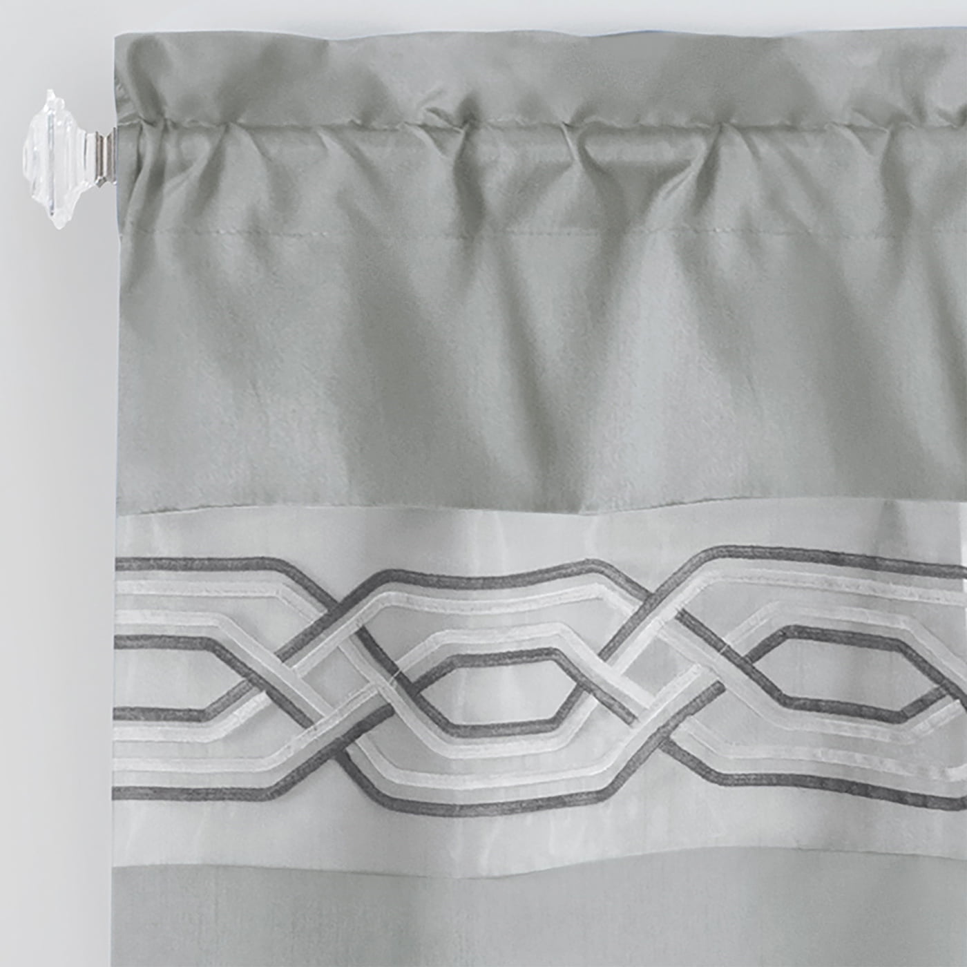Achim Paige Rod Pocket Light Filtering Curtain Valance, Silver, 55" x 13"