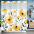 thumbnail image 6 of Spring Yellow Flower No Hooks Shower Curtain with Snap-in Liner Country Watercolor Floral Plant Grey Green Leaf Shower Curtains for Bathroom, Waterproof, Easy Install, Washable 66"x72", 6 of 9