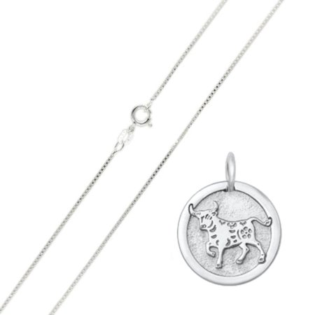Ox Chinese Zodiac Pendant Necklace, Sterling Silver 925
