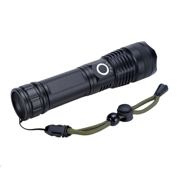 Linterna táctica súper brillante de alta potencia, recargable, luces de Flash impermeables con zoom de 5 modos para emergencia, al aire libre