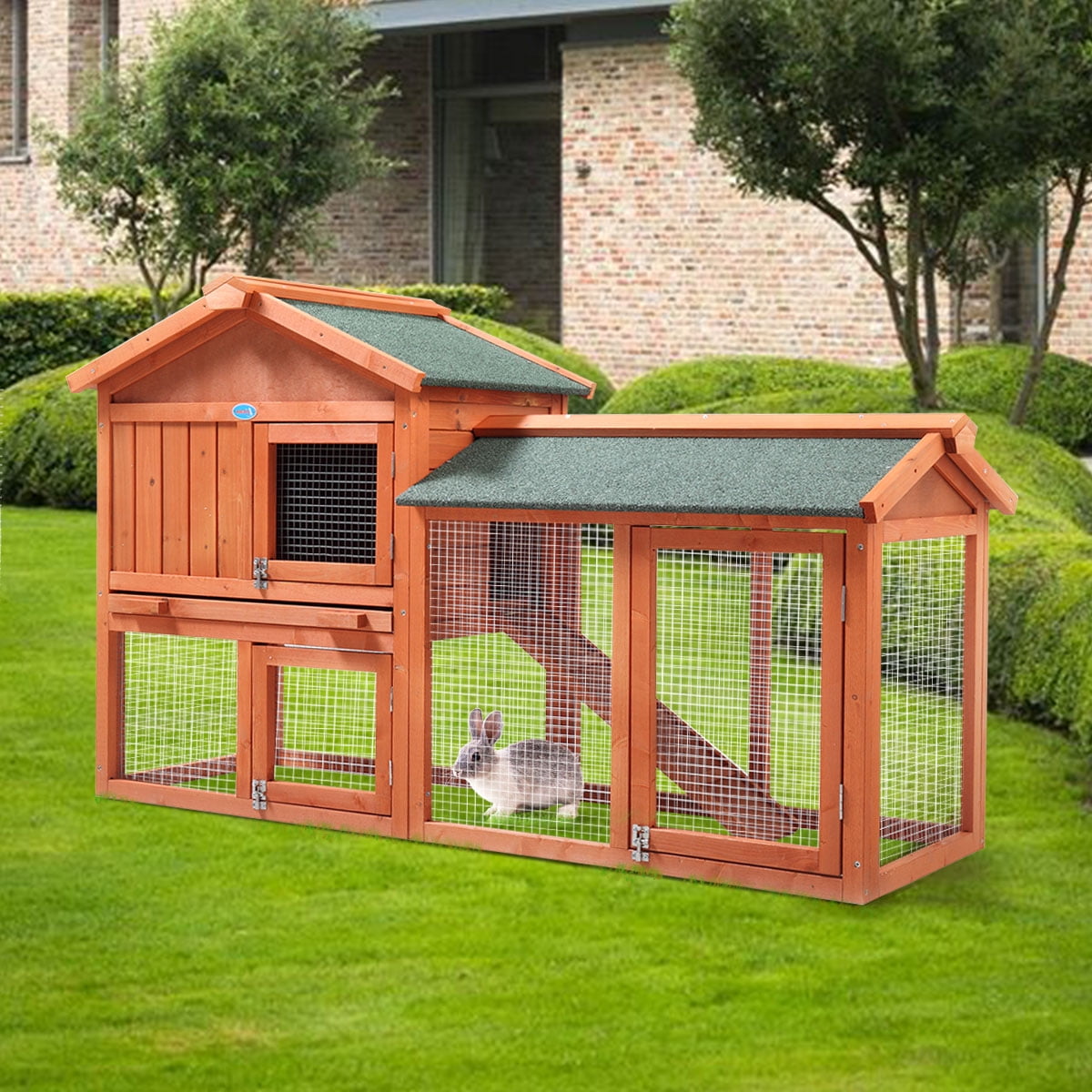 Wooden Chicken Coop Rabbit Hutch Pet Cage Wood Small Animal Poultry Cage Run 