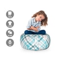 thumbnail image 2 of Tartan Storage Toy Bag Chair, Checkered Pattern in Plaid Inspired Flannel Motifs from Squares Shape, Stuffed Animal Organizer Washable Bag, Large Size, Blush and Deep Sky Blue, by Ambesonne, 2 of 3