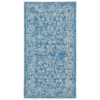 SAFAVIEH Courtyard Darin Botanical Indoor/Outdoor Area Rug, Navy/Ivory, 2'7" x 5'