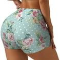 thumbnail image 2 of Vsdgher Vintage Floral print Workout Shorts for Women Seamless Soft Smooth Gym Yoga Scrunch Active Exercise Fitness Shorts, 2 of 8