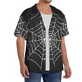 thumbnail image 2 of Balery A Web With A Spider Men's Casual Button Down Shirt Short Sleeve Textured Summer Cuban Beach Shirts-Small, 2 of 5