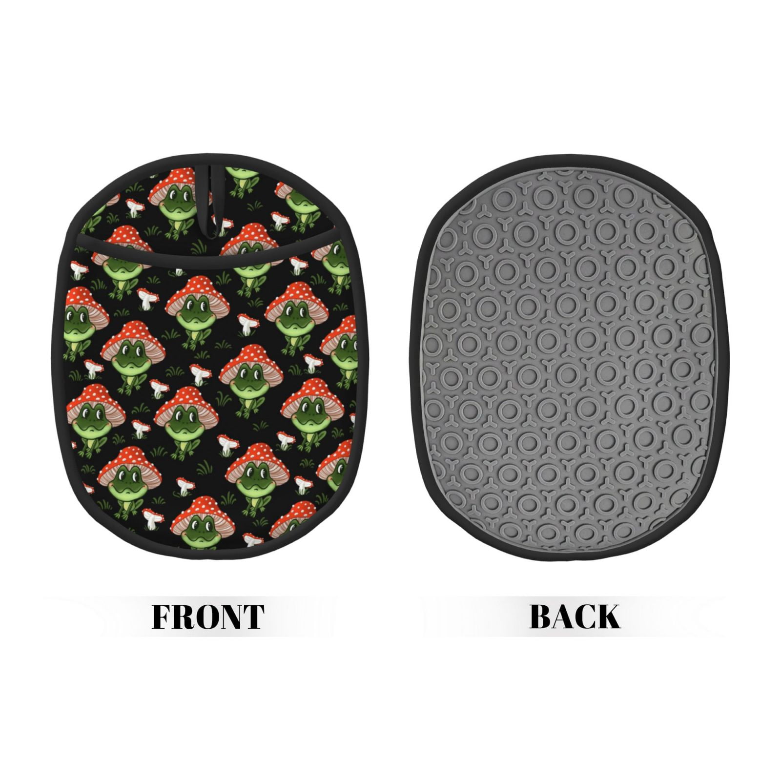 Naloa Frogs In Mushroom Hats Silicone Pot Holders, Oven Mitts Heat Resistant Hot Pads, Non Slip Pot Holder for Kitchen Baking and Cooking 9.4 x 7.5 Inches