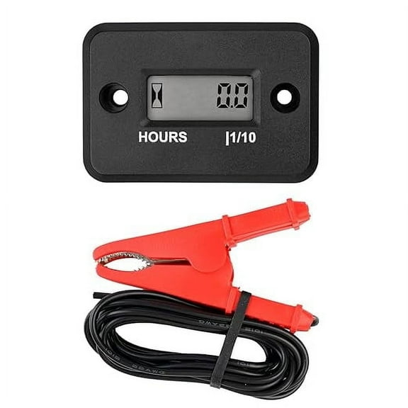 Runleader Digital Hour Meter with Alligator Clip for Maintenance, Works on Lawn Mower Generator Outboard Motor ATV Motorcycle etc