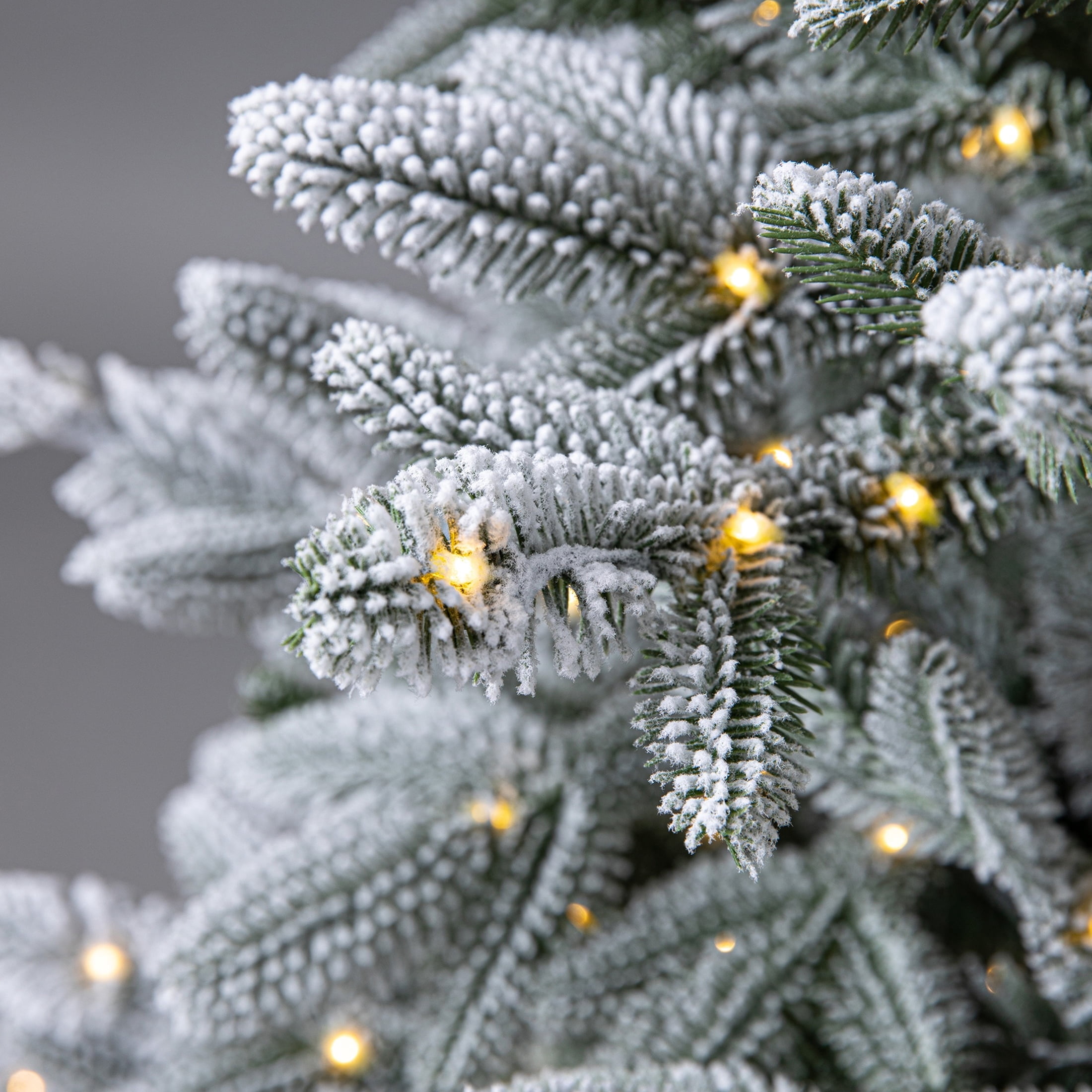 7' Pre-Lit Nobilis Pine Snow-Flocked Green Artificial Christmas Tree with 600 Warm White LED Lights, Quick Set, and Stand, by Holiday Time