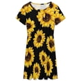 thumbnail image 3 of Sunflower Black Background Women's Dress Short Sleeve Summer Sundress Summer Women Clothes, 3 of 7